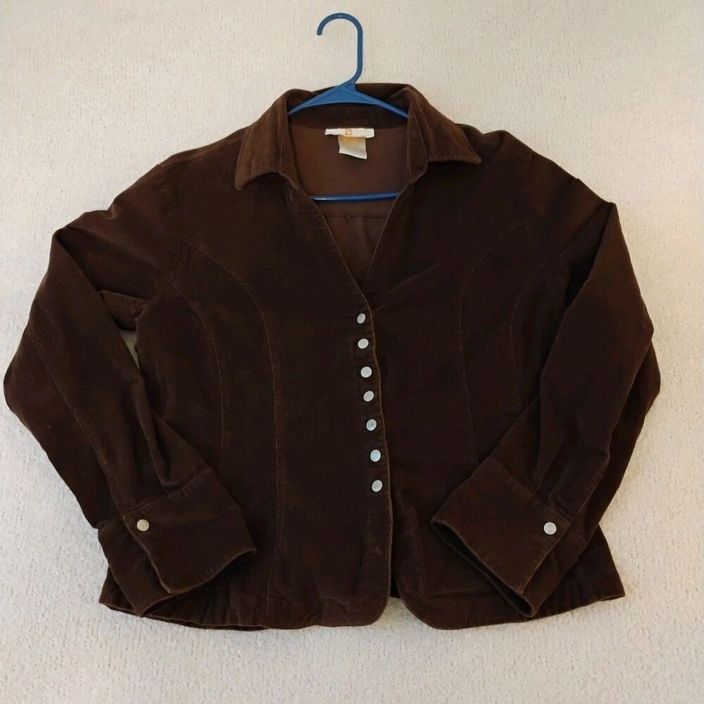 Metro Wear Corduroy Brown Snap Button Vintage Hippie 70s/60s Retro Women's L